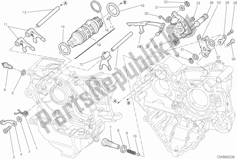 All parts for the Shift Cam - Fork of the Ducati Superbike 848 Hayden 2010